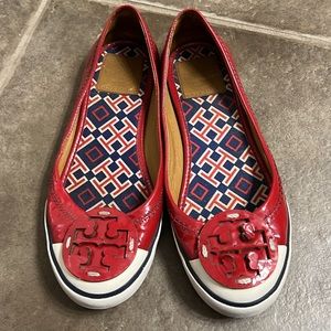 Red Tory Burch slip on shoes